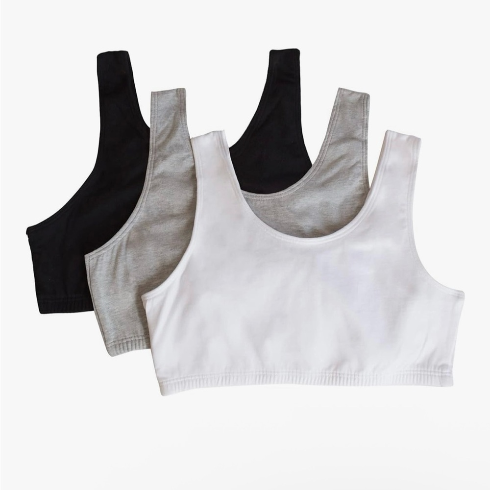 Set of Three Sports Bras - Black, Gray, and White brand new size 30 kids.
